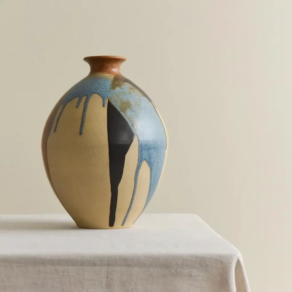 Vintage Studio Pottery Vase with Drip Glaze by Graham Peter Glynn