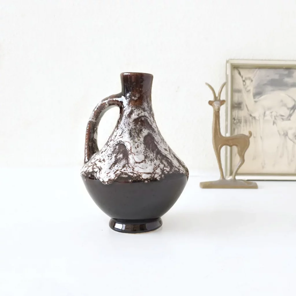 Brown and white minimalist West German Pottery by Bay Keramik