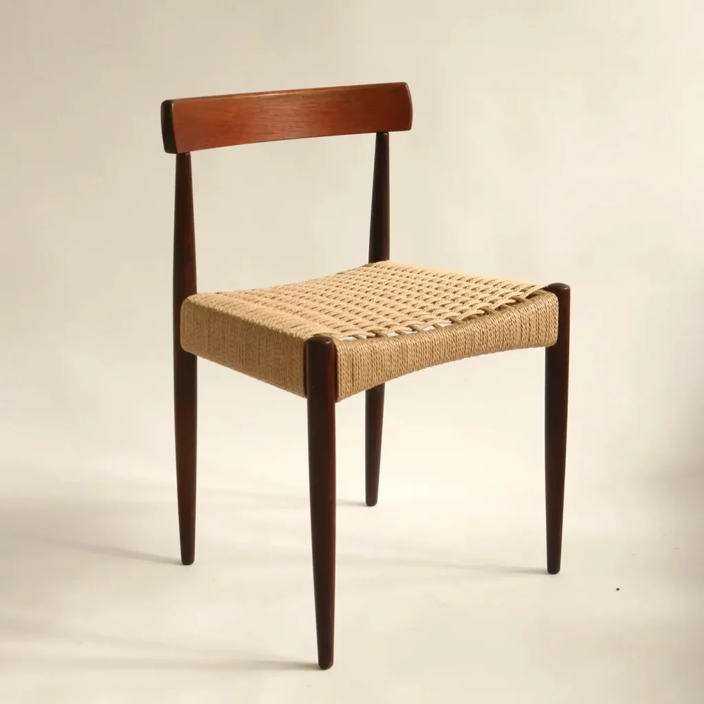 Mid Century Teak & Paper Cord Chair By Arne Hovmand Olsen c.1960