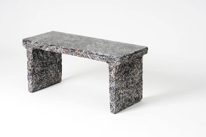 bench made from shredded Elle Decor magazines by Jens Praet