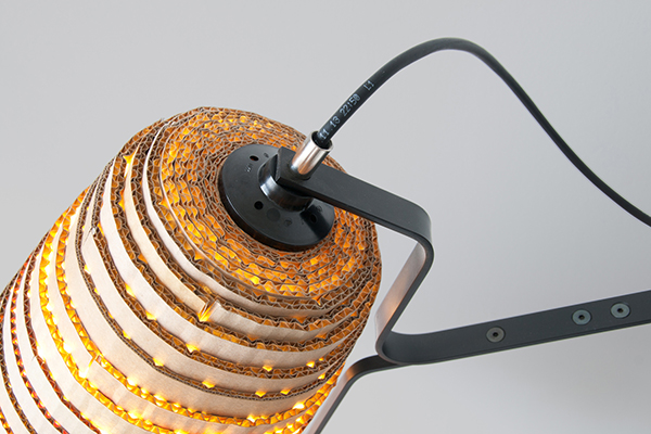 Telebeute upcycled cardboard lamp