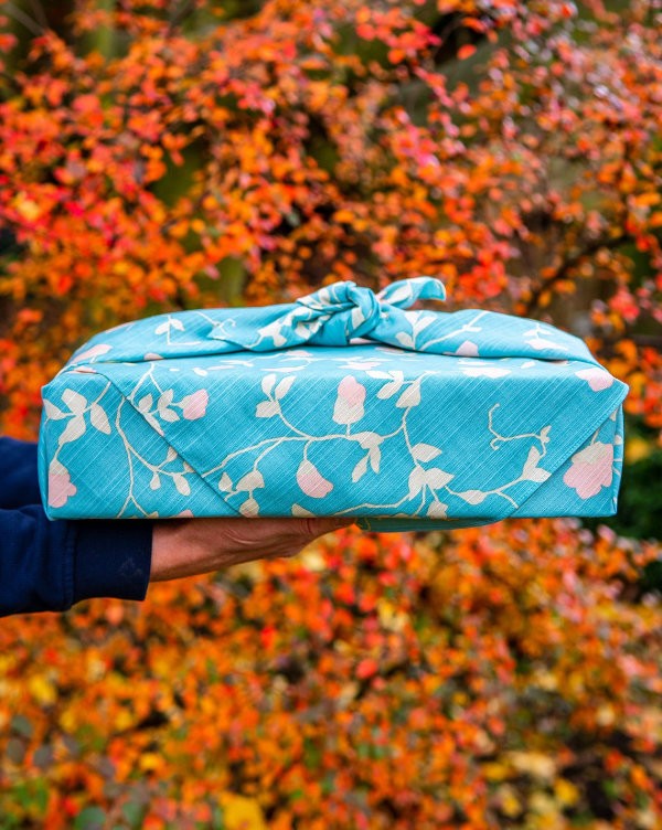 blue furoshiki eco friendly wrapping cloth