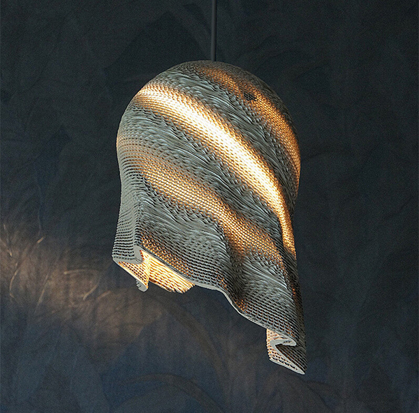 lamp made from corrugated cardboard by LetoLab