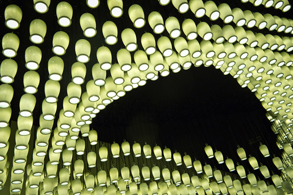 Milkywave installation made from repurposed materials