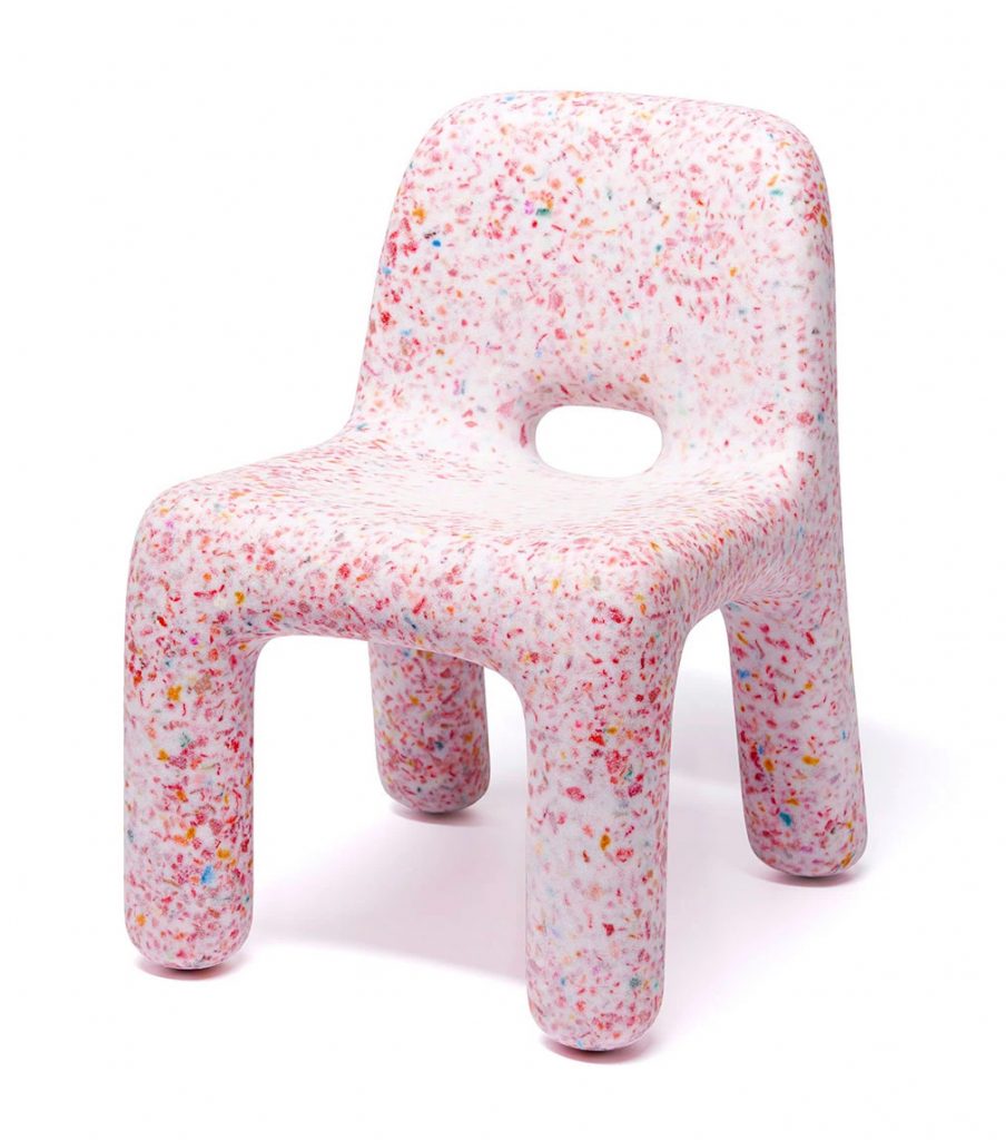 ecoBirdy recycled plastic kids chair in Strawberry