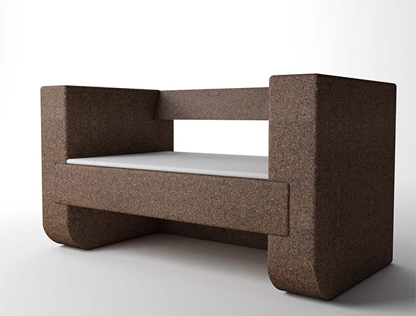 Bench made from cork at London Design Festival