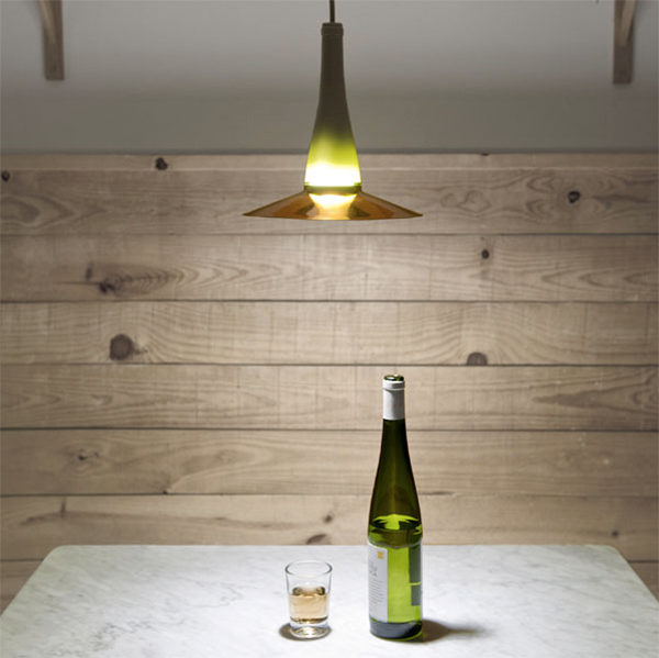 Pendant light made from a wine bottle by Lucirmas