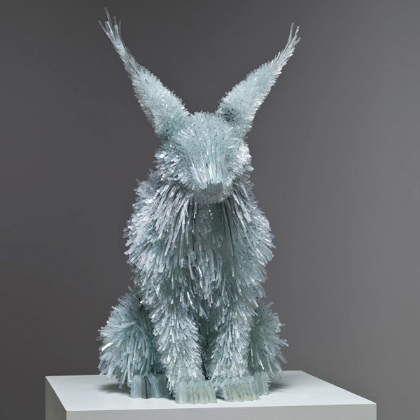 Hare sculpture by glass artist Marta Klonowska