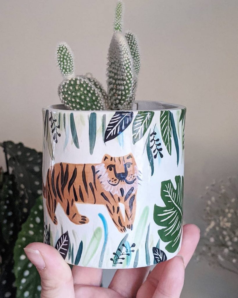 Hand painted ceramic plant pot