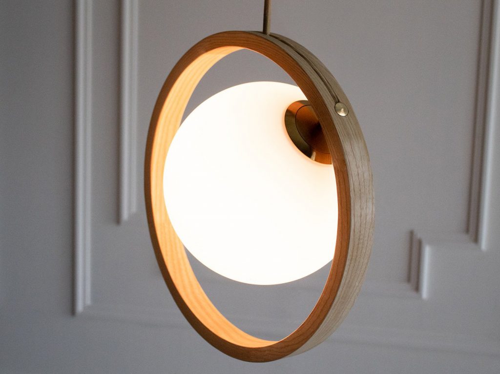 Loer wooden pendant light by Tom Raffield