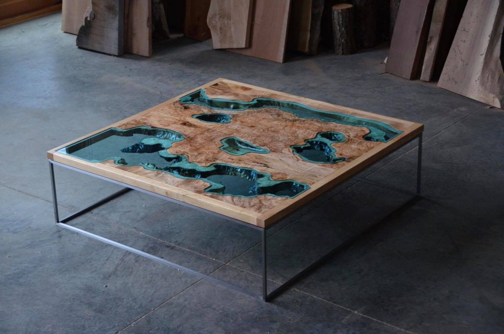 River Series square coffee table by Greg Klassen