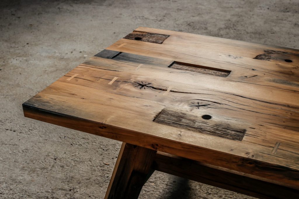 Detail of reclaimed oak table by Jan Hendzel