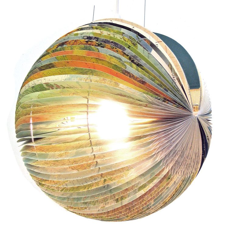 Upcycled lamp made from a Readers Digest atlas