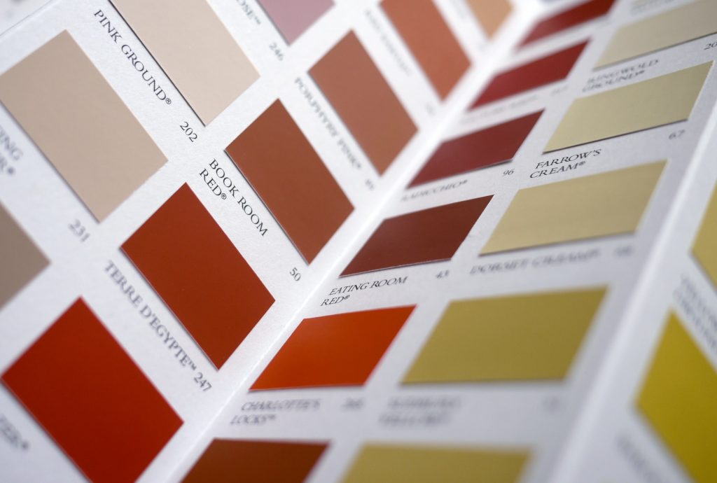 Swatch chart for choosing paint colours