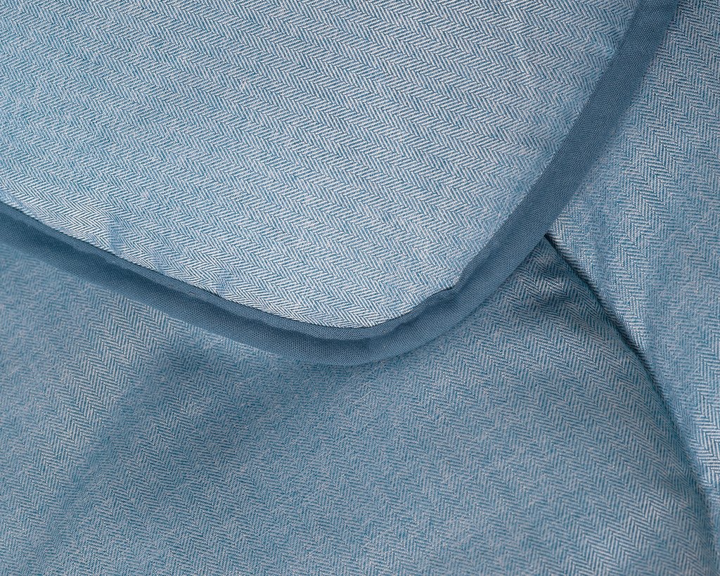 Detail of herringbone coverless eco duvet by The Fine Bedding Company